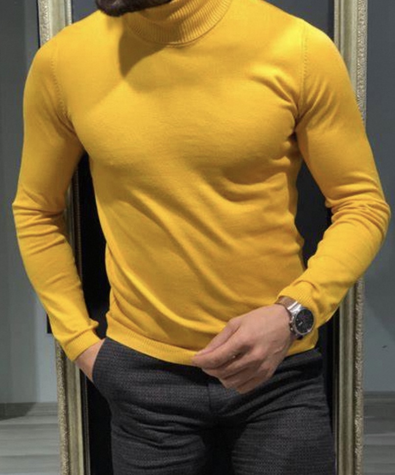 yellow turtleneck sweater mens