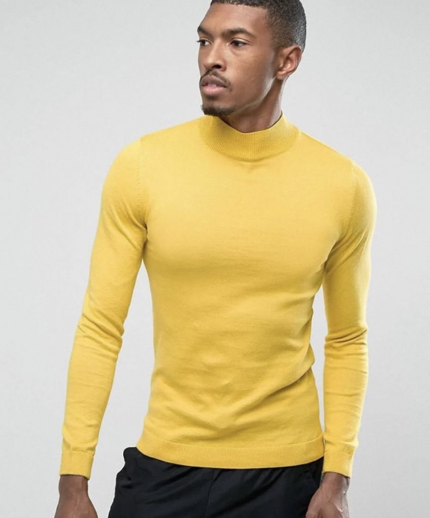 yellow turtleneck sweater mens