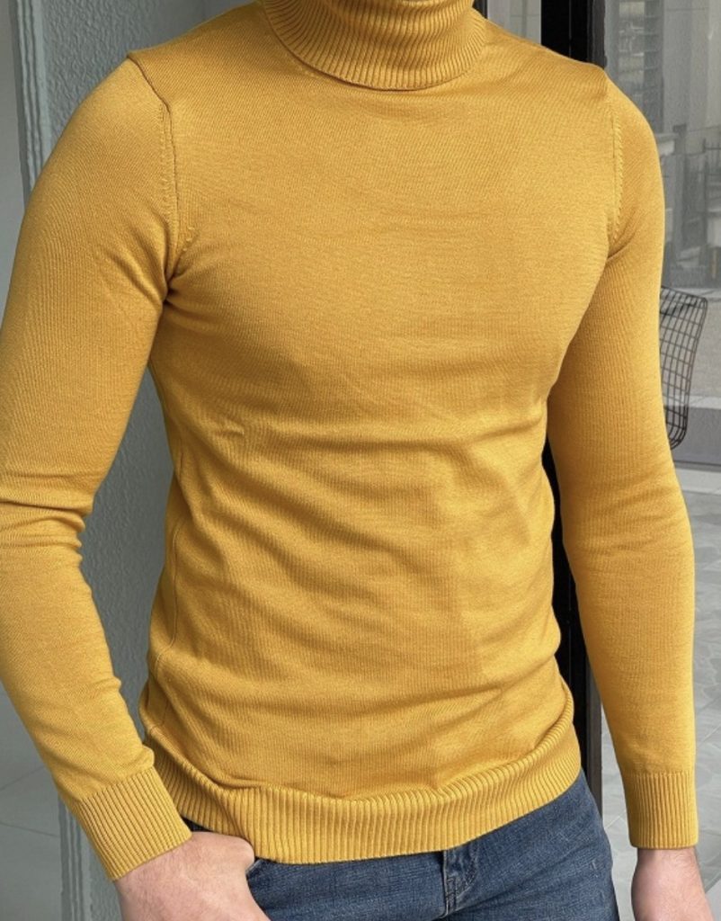 yellow turtleneck sweater mens