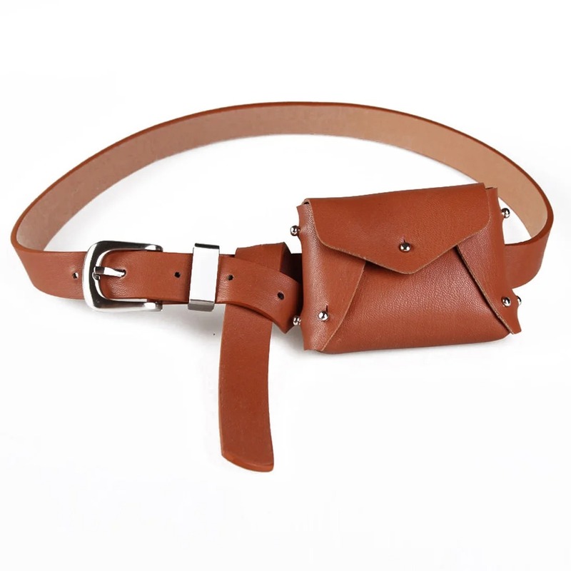 Brown leather belt bag  