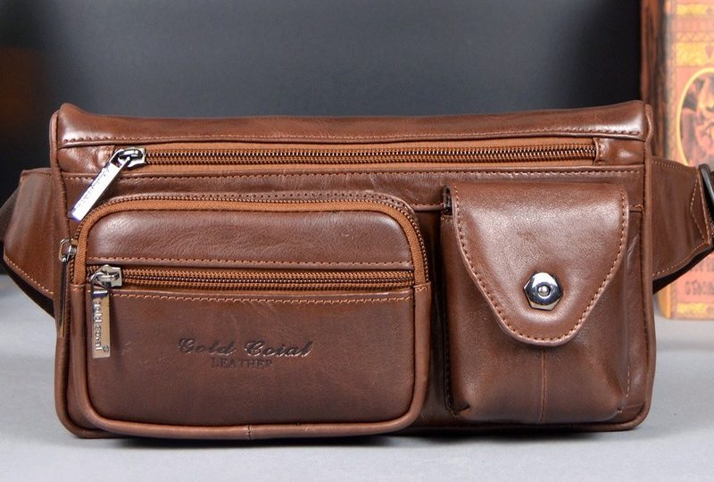 Brown leather belt bag