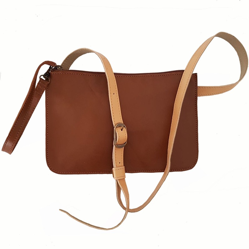 Brown leather belt bag  